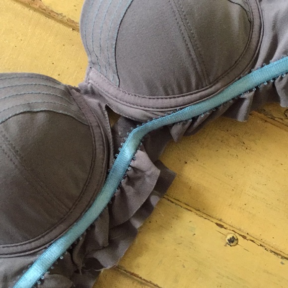 URBAN OUTFITTERS DAMSEL BOHO DEMI CUP BRA 32A SLATE GRAY FEMININE LOLITA - Picture 9 of 10